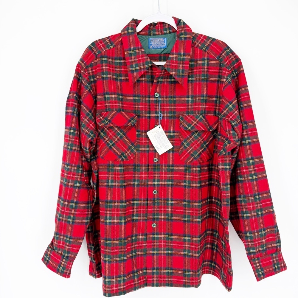 Rare New Old Stock Vtg Original 60s Pendleton 100% Virgin Wool Plaid Board Shirt